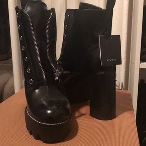 Zara platform combat boots
